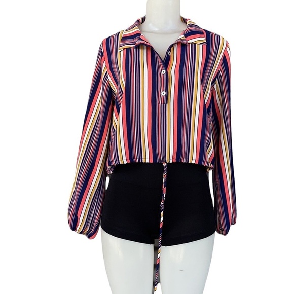 Love J Multi Color Long Sleeve Strip Top Size L - Picture 1 of 9